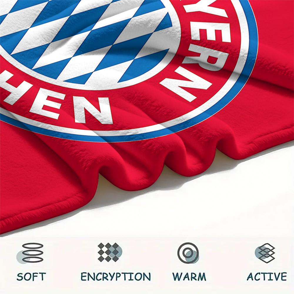 1 szt. Koc flanelowy z nadrukiem FC Bayern Monachium, Wysoka jakość, Na wszystkie pory roku, Wystrój domu, Ciepło i komfort, Idealny na prezenty świąteczne