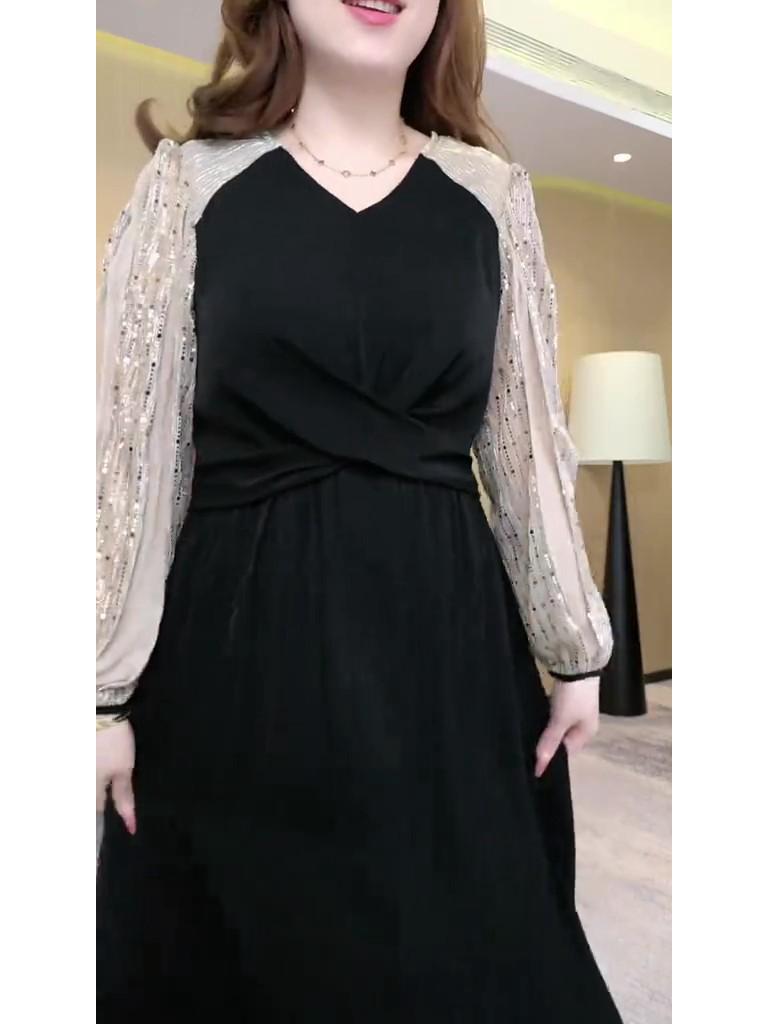 Vestido Lantejoulas Celebridade Primavera Tamanho Grande Emagrecimento - Moda Feminina de Luxo