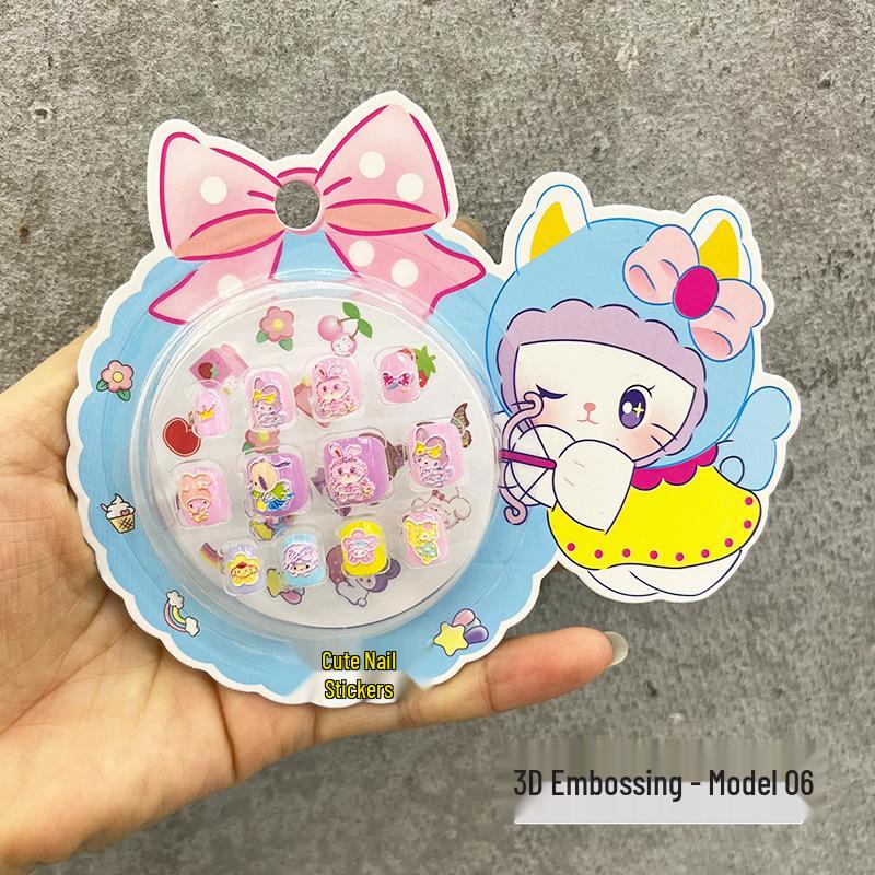 Children's Wearable Custom Nail Stickers - Cute European & American Jelly Glue Fingernail Tips
