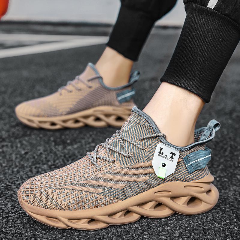 39-48 Summer Men's Large  Sports Shoes Breathable Flying Weave Sports Casual Shoes Thick Sole Blade Mesh Fashion Coconut Running Shoes