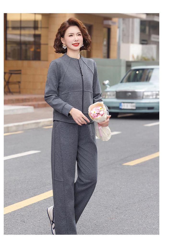 Chic Spring Sportswear Set for Women 2026: Stylish Jacket & Casual Top - Perfect for Middle-Aged and Elderly.