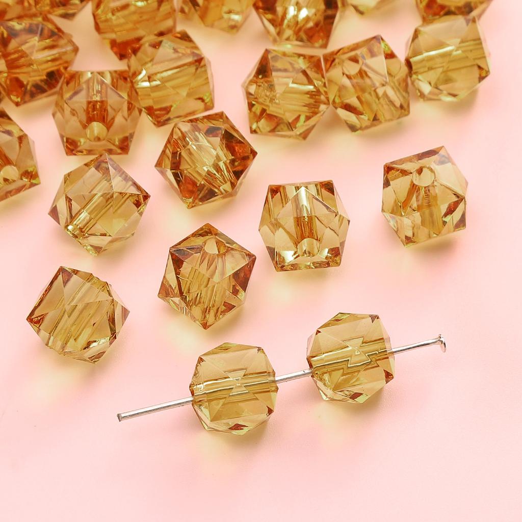 Handmade Beads Diamond-shaped Faceted Beads Acrylic Transparent Irregular Faceted Round Beads Beads DIY Bracelet Cell Phone Chain Jewelry Loose Beads