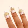 5Pieces Trendy Nail Opening Rings with Ocean Theme Nail Rings Stainless Steel Texture for Nail Accessories and Gifts