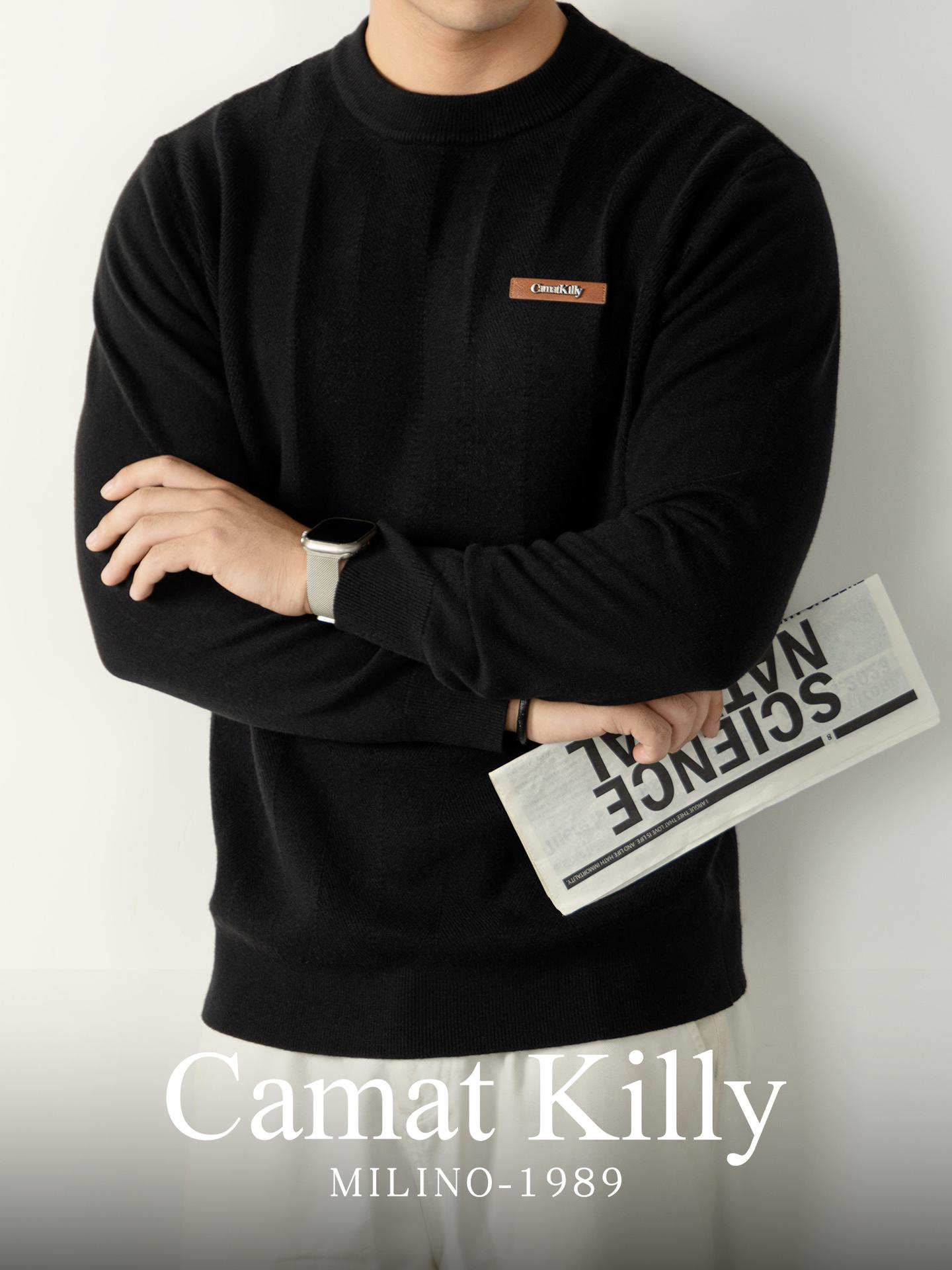 CamatKilly • Men s Lyocell Wool Knit Sweater for Autumn/Winter Layering 4XL