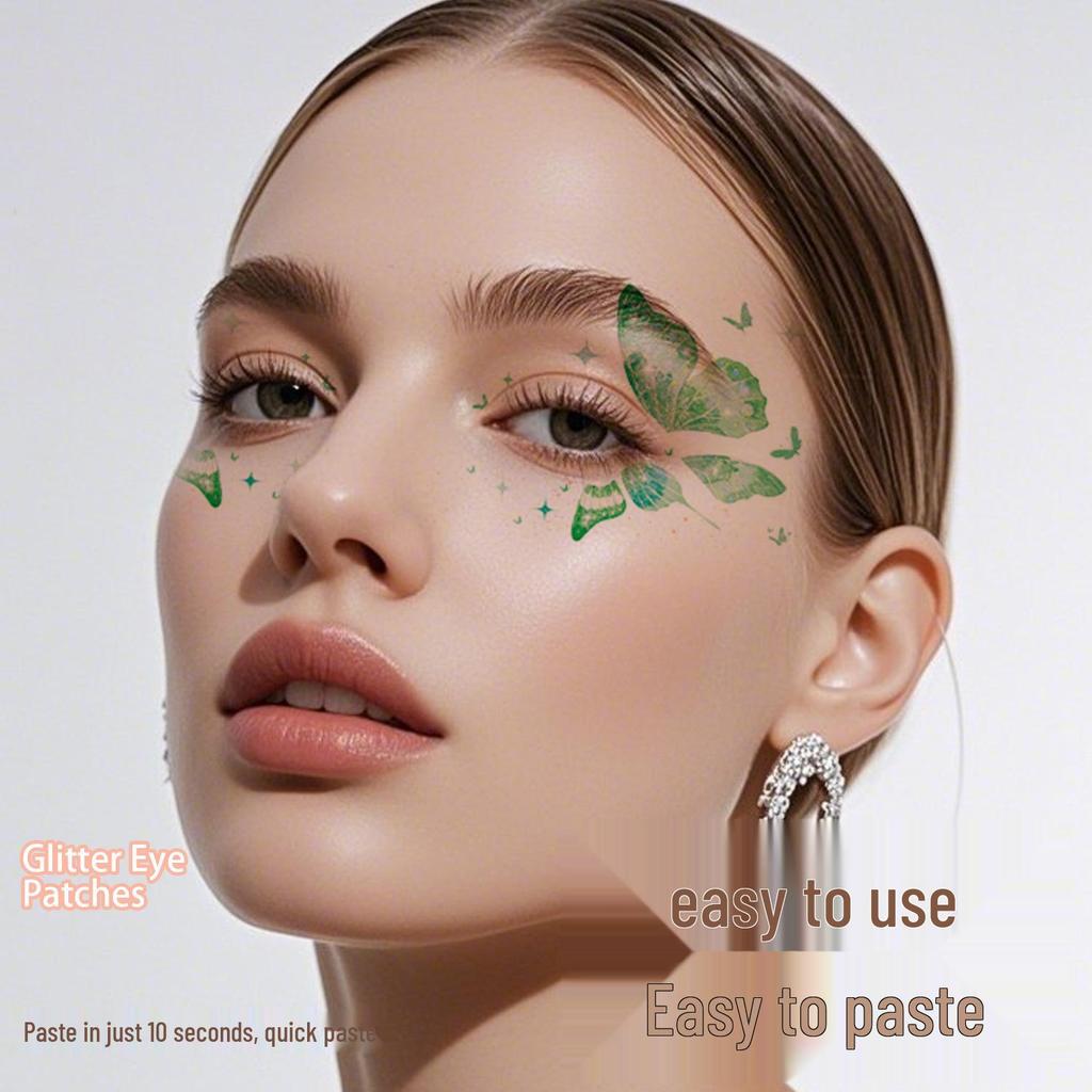 Glitter Butterfly Eye Tattoos: Waterproof, Sweatproof, Anti-Reflective Party Stickers