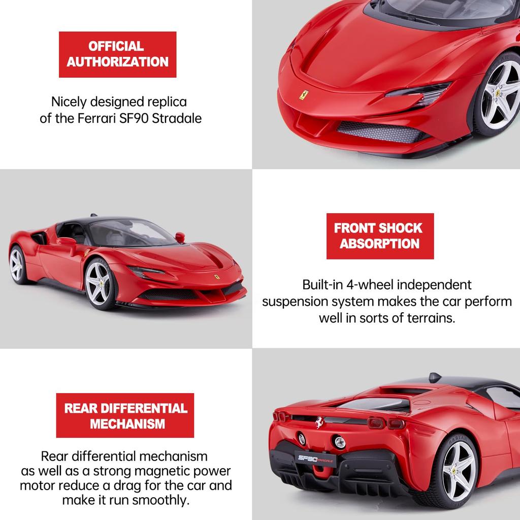 Scale Raster Ferrari SF 90 Stradale Radio Control Ferrari SF 90 Model Car for 1/14 Car, Boys, 2.4G