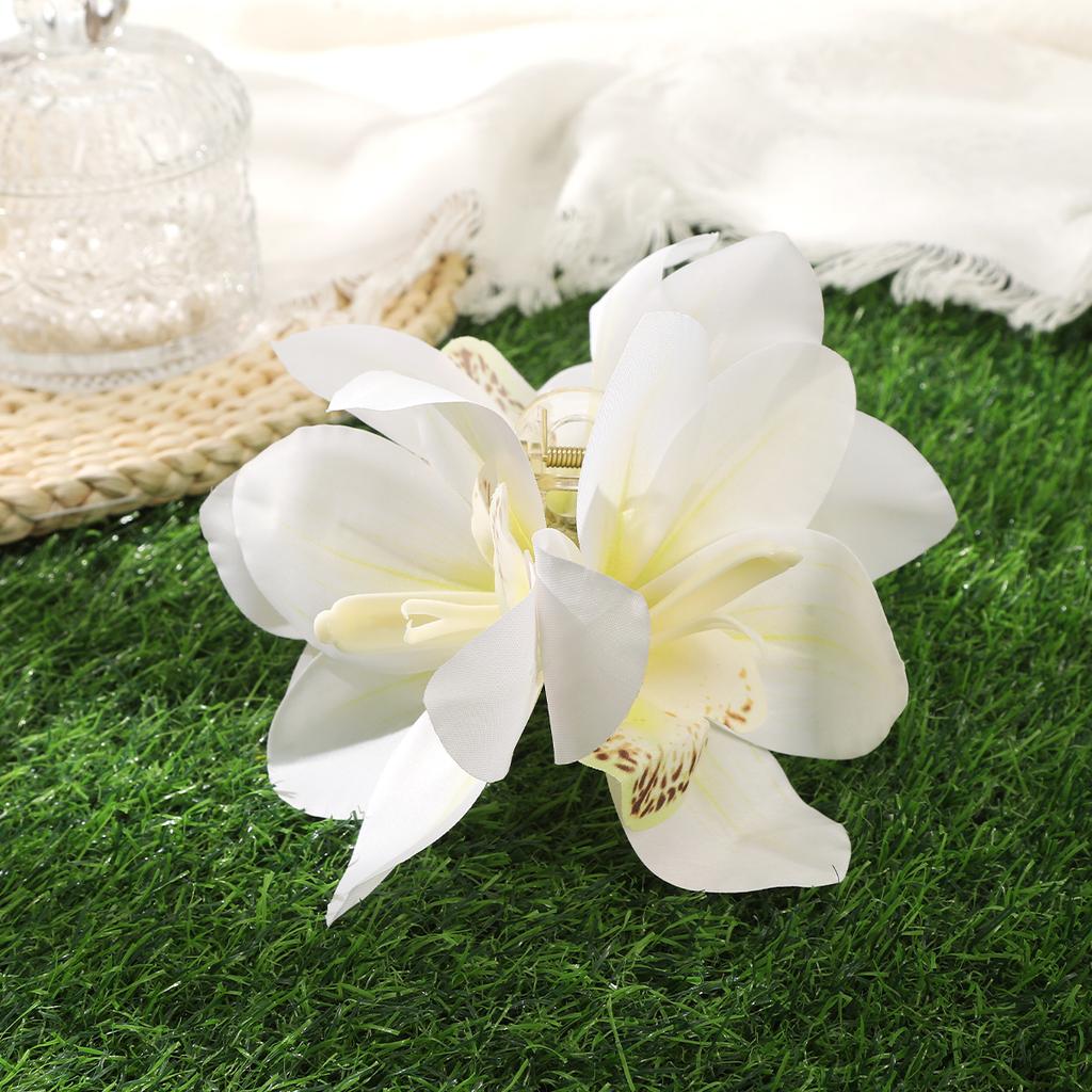 AWAYTR Large Orchid Lily Hair Claws Artificial Floral Hair Clips Crab For Women Girl Gift Hair Accessories Valentine Headwear