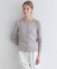OURHOPE Linen Round Neck Ribbed Cardigan - Melange Grey