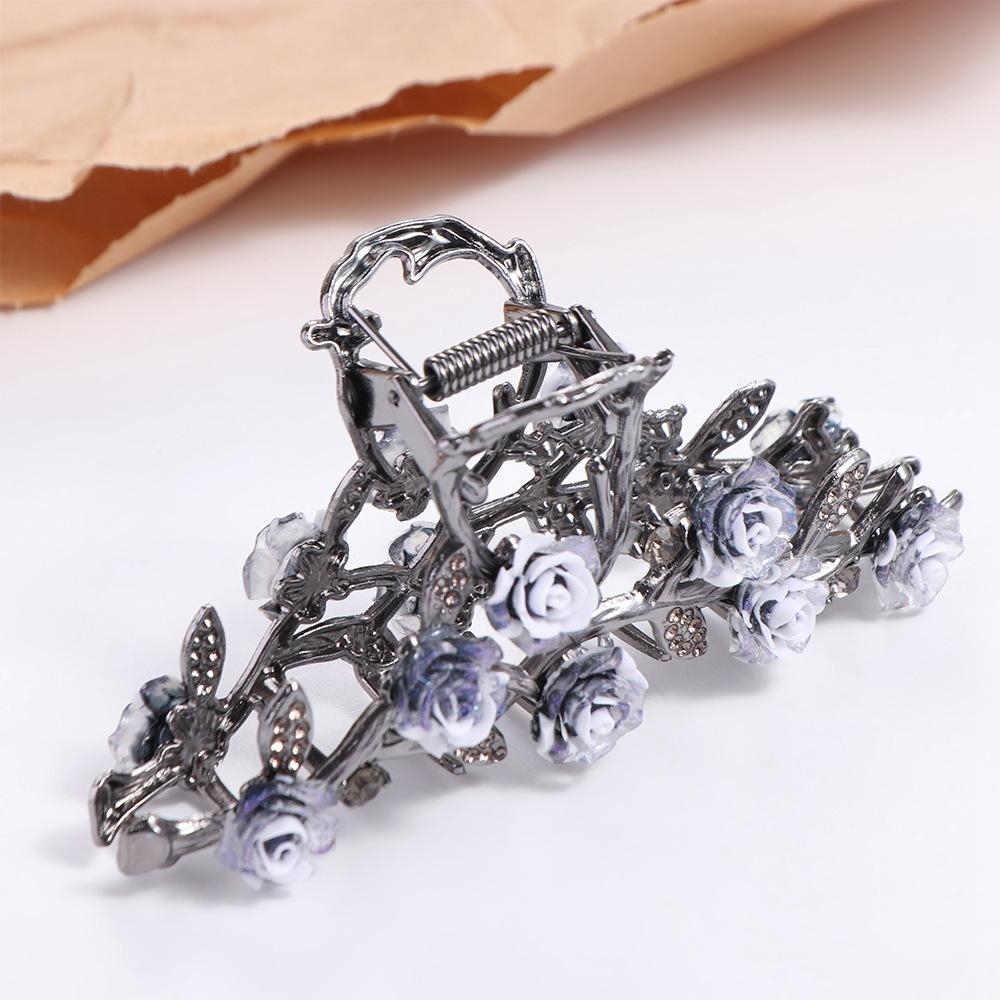 Korean Style Camellia Hair Claw Ponytail Holder Large Shark Clip Metal Hair Crab Clip  Party