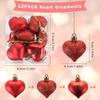 12 Pcs Valentines Heart Shaped Ornaments Heart Tree Ornaments Hanging Hearts Baubles for Valentine's Wedding Anniversary Hanging Decorations (Red)