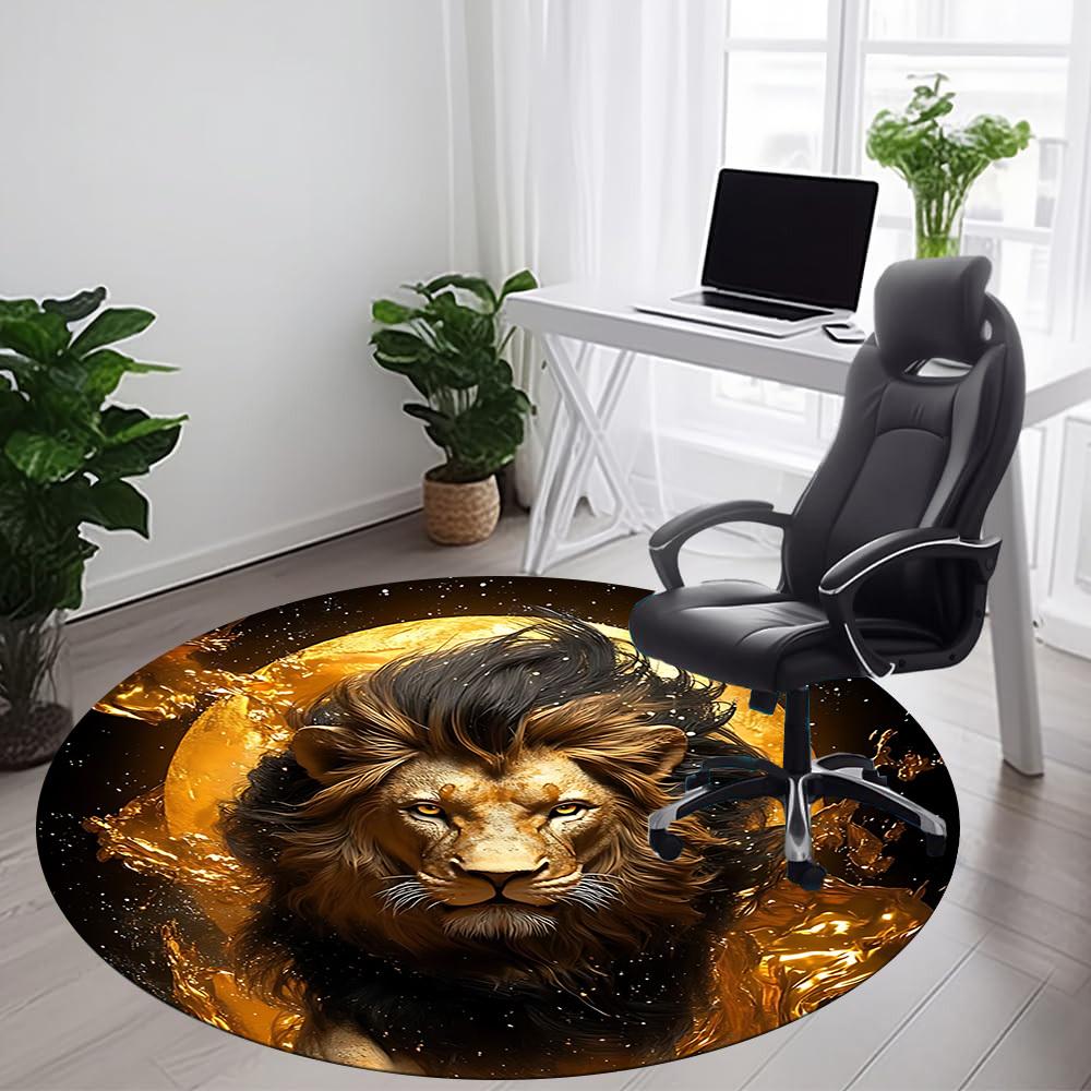 1pc Lion Moon Office Round Area Rug, Indoor Mat Suitable ForOffice, Under Office Chairs Bedroom Living Room Home Decor, Room Deco,  N71