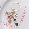 Ancient Bronze Zinc Alloy Wine Opener Keychain with Red Wine Glass Ornament