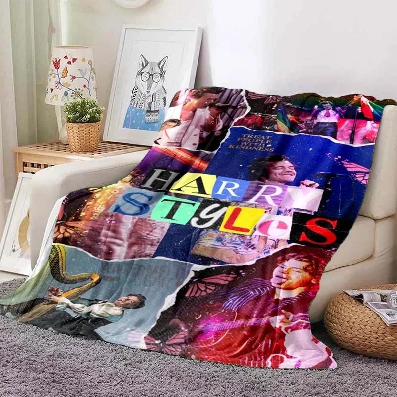Harrystyles Flanell Mjuk Filt Varm Retro Filtar för Sängar Sovrum Vardagsrum Sofffilt Resa Picknickfilt