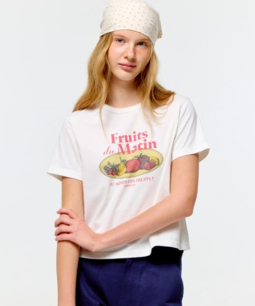 DEPOUND Fruit Market Crop T-Shirt [Ivory]