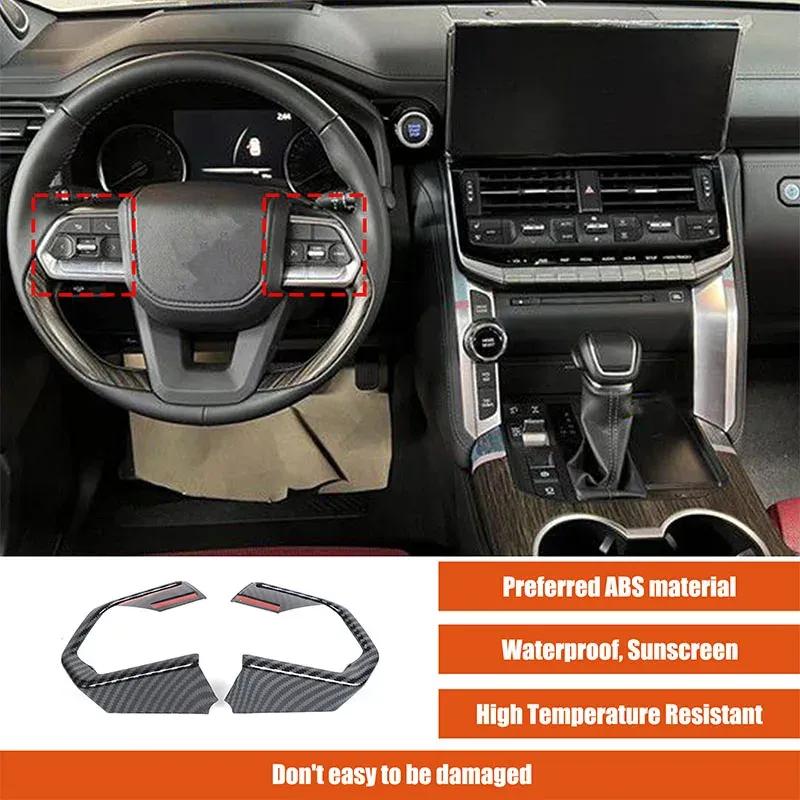 ABS Carbon Fiber Pattern Car Steering Wheel Button Frame Decoration Sticker For Toyota Land Cruiser LC300 + Car Accessories