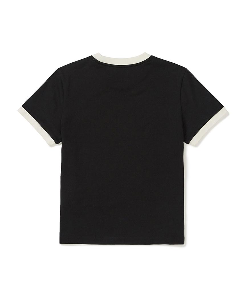 SNOWPEAK APPAREL Cotton Women'S Ringer Short Sleeve T-Shirt (S25Mwfts63) Black