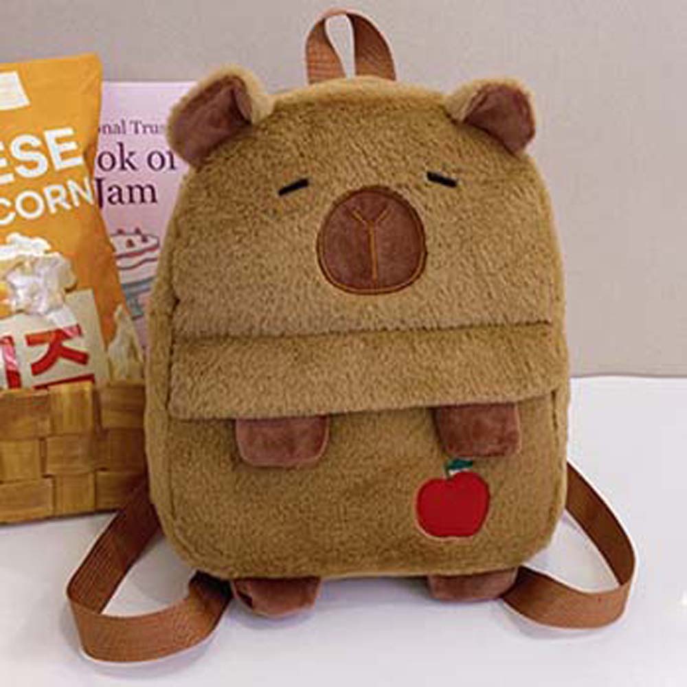 Soft Capybara Plush Backpack Cute Large Capacity School Bag Furry Cartoon Animal Daypack  Kids