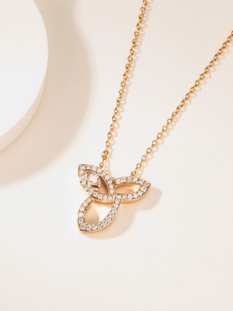 12 Minute Horse Eye Diamond Clover Pendant Diamond Necklace 18k Thick Gold Electroplated Daily Wear, Gift Banquet