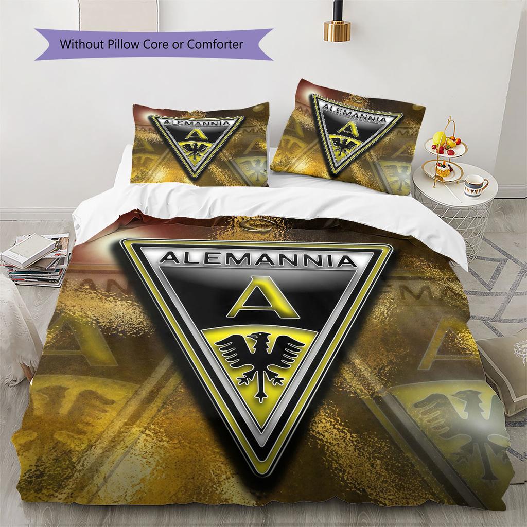 Alemannia Aachen Pattern Bedding Home Decoration Birthday Gift ( 1 duvet cover + 2 pillowcase, without core),fan merchandise.