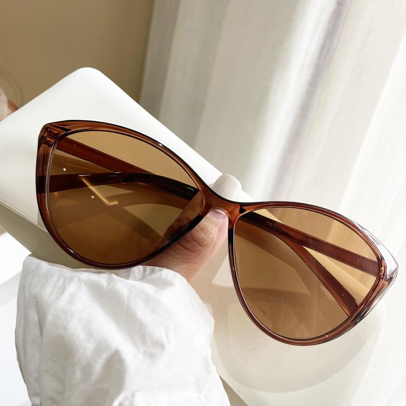 Retro Hottie Black Cat-Eye Sunglasses, Women'S Square Round, Big Face, Thin, Myopia, High-End Sunglasses