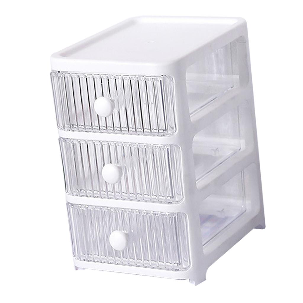 Desktop Storage Box with Drawers Multi Layers Transparent Multifunctional Stackable Desk Organizer