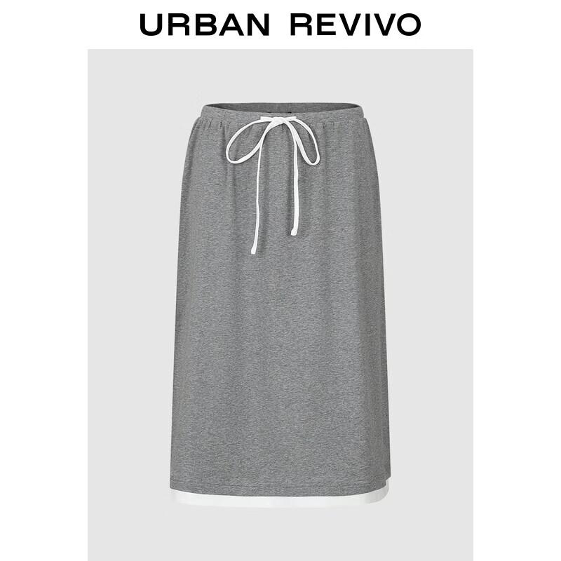 Women s Summer Color Block Faux Two-Piece Tie-Waist Skirt XXS хизер серый