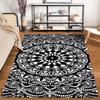 Black and White Mandala Design Rug Non-slip rug suitable for living room and bedroom sofas