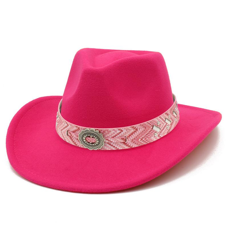 European and American retro style western cowboy hat female elegance crimping design party top hat fashion literary jazz hat