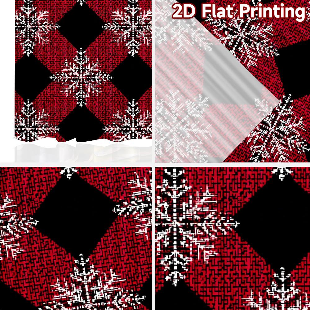 2 Stück, 2D-FLACHDRUCK Vorhänge (Ohne Stange) Karomuster Schneeflocken Digitaldruck auf Feiertagsvorhängen Garnvorhänge Alle Jahreszeiten
