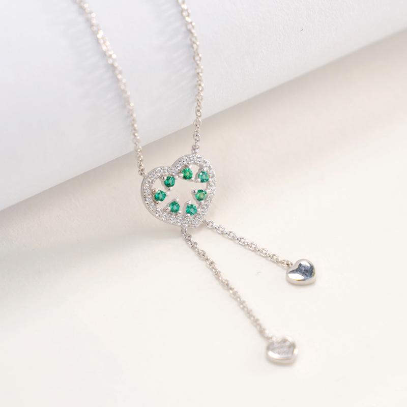 Daxin Jewelry S925 Silver Emerald 2021 New Arrival for Cross-Border Simple Elegant Womens Colored Chain Necklace