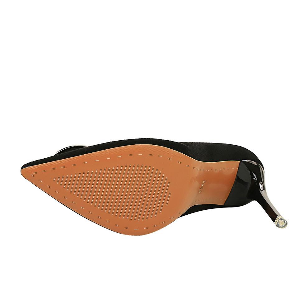 Pantofi de damă cu corecție pentru picioare pentru slăbire, tocuri super înalte, piele întoarsă, gură adâncă, cataramă ascuțită cu strasuri metalice, pantofi simpli cu toc înalt