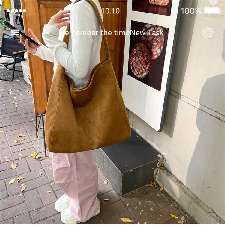 Bolso Tote de Gamuza Esmerilada para Mujer - Gran Capacidad, Bolso de Hombro Casual Versátil para Otoño/Invierno
