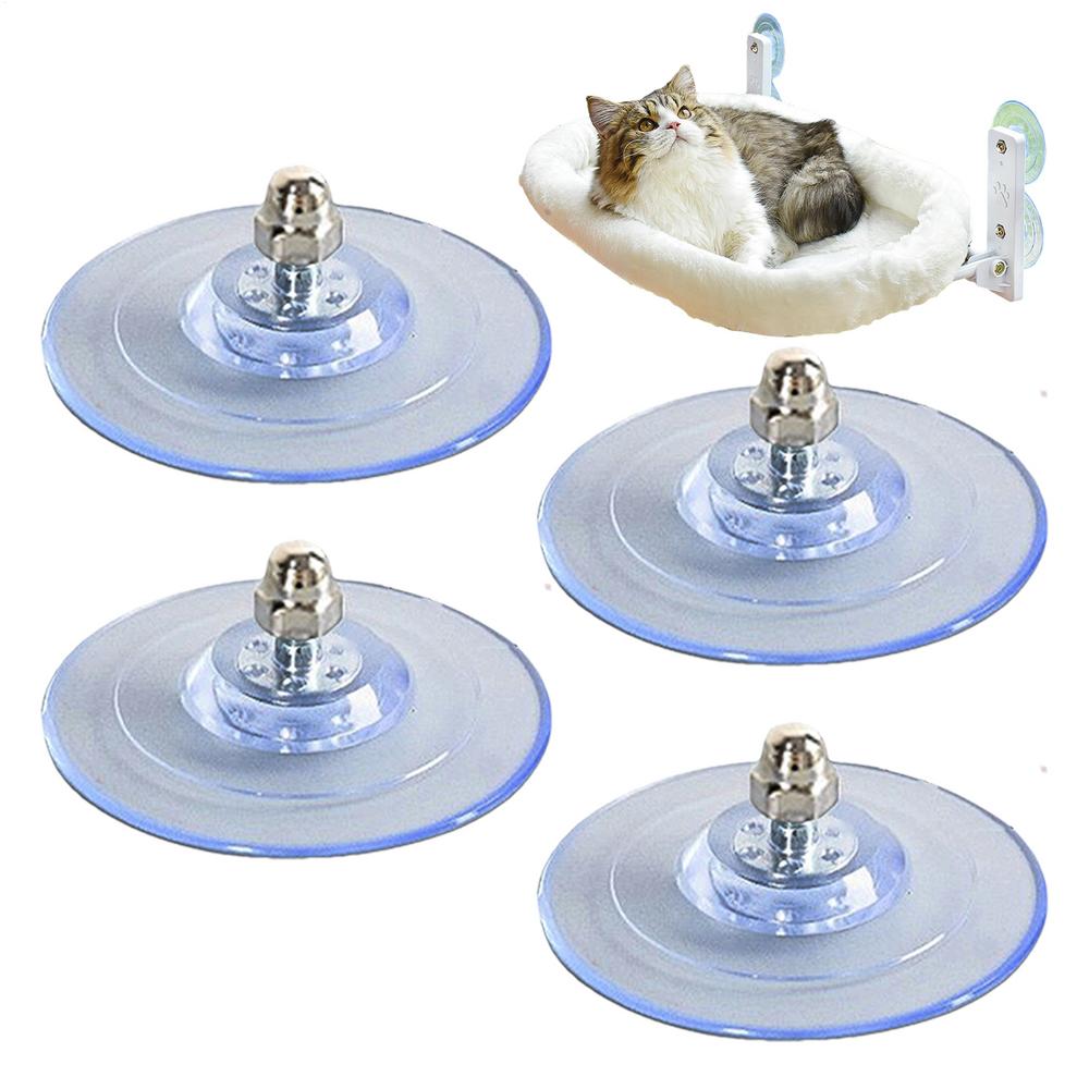 Cat Hammock Suction Cup PVC Cat Perch Screw Suction Cups Foldable Cat Window Perch with 4 Strong Suction Cups Clear Sucker Pads