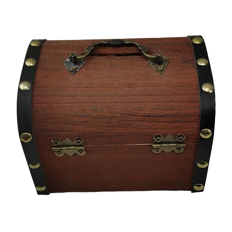 1 Set Vintage Treasure Storage Box Wooden Treasure Chest With Lock Piggy Bank Organizer Saving Box Case For Home Decoration