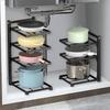Adjustable Multi-layer Kitchen Cookware Storage Rack for Cabinets and Countertops