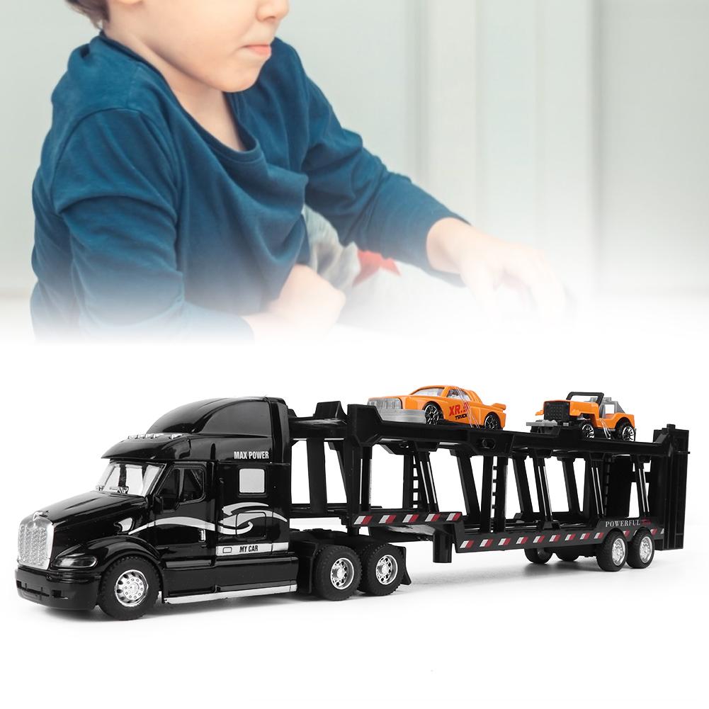 1:48 35CM Alloy Truck Model Simulation Light Sound Effect Vehicles Toy with 2pcs Car