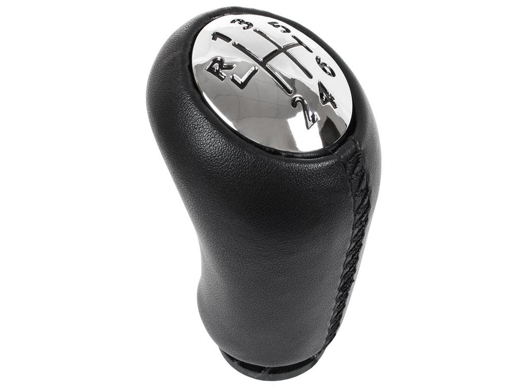 Renault Clio III 2005- 6-SPEED Gear Shift Knob BLACK LEATHER + CHROME