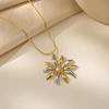 European and American Simple Fashion Stainless Steel Two-Tone Flower Pendant Necklace