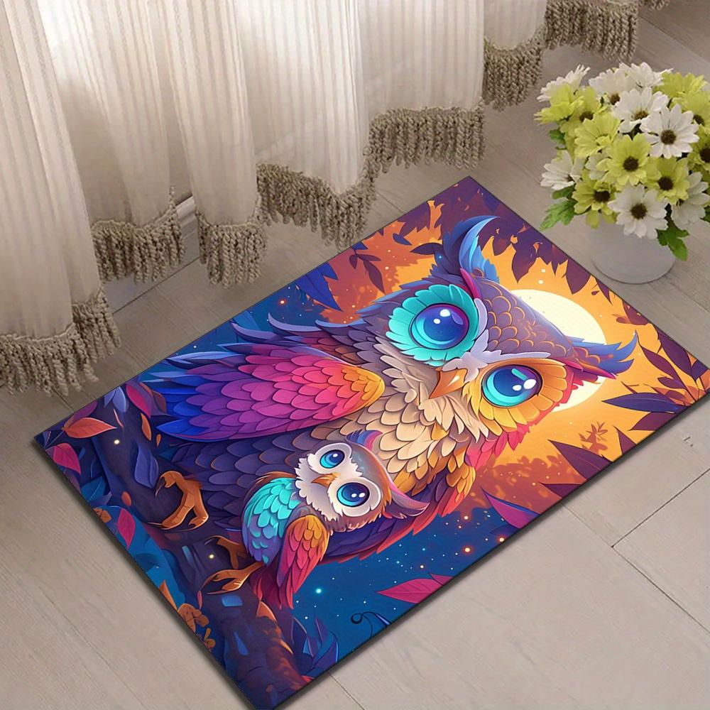 Creative Owl Printed Area Rug: Suitable for Coffee Tables, Living Rooms, Dining Rooms, Bedrooms, Veranda, Office Areas