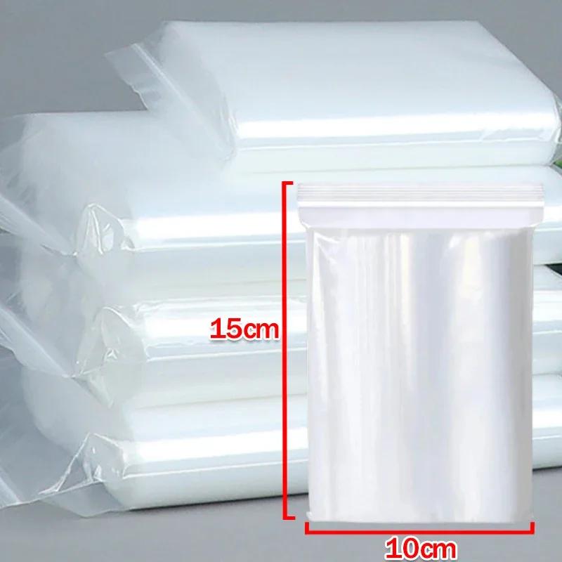 100-300Pcs Thicken Zipper Sealed Bags Clear Plastic Storage Bag for Small Jewelry Food Packing Reclosable Ziplock Sealing Bags