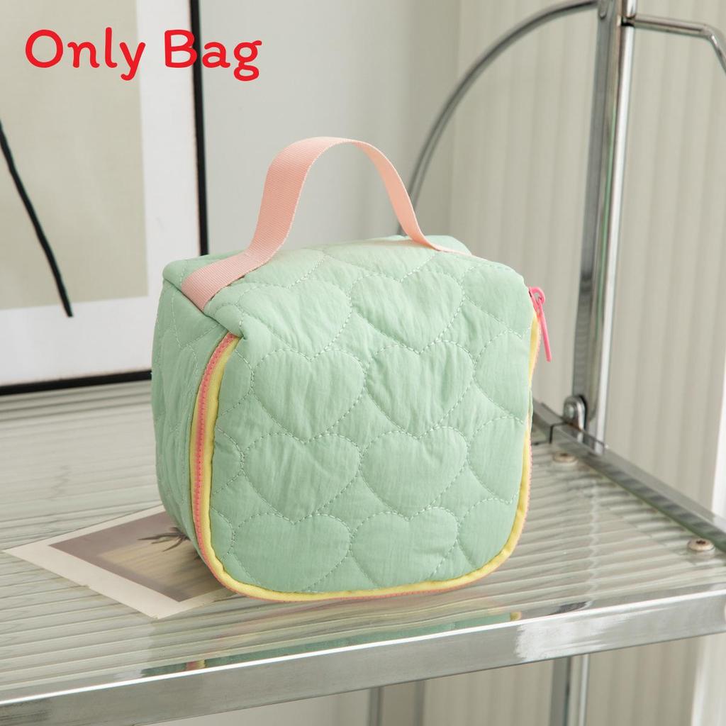 Cute Heart Pattern Makeup Bag With Breathable Polyester For Travel And Home Use
