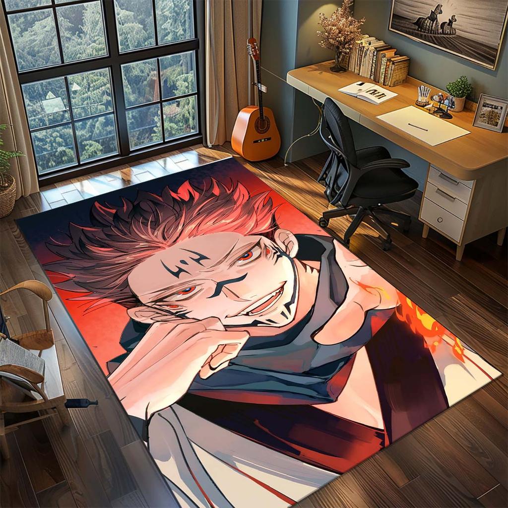 Jujutsu Kaisen Polyester Living Room Rug Anime Carpet Non Slip Bedroom Floor Mat Decor -QJY