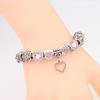 New Valentine's Romantic Pink Heart Charm Bracelet & Bangle Fine Crystal Diy Bead Bracelet Jewelry for Women Girl Gift