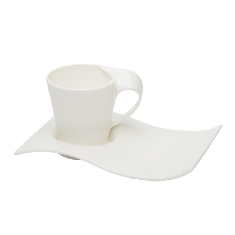 Qianxing Simple White Ceramic Coffee Cup and Saucer Set
