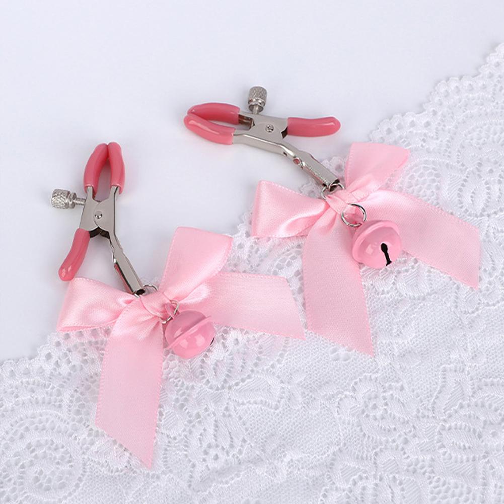 4 Color Adjustable Sexy Bow Nipple Clamps with Bells Adult BDSM Fetish Toy for Couples Intimate Play
