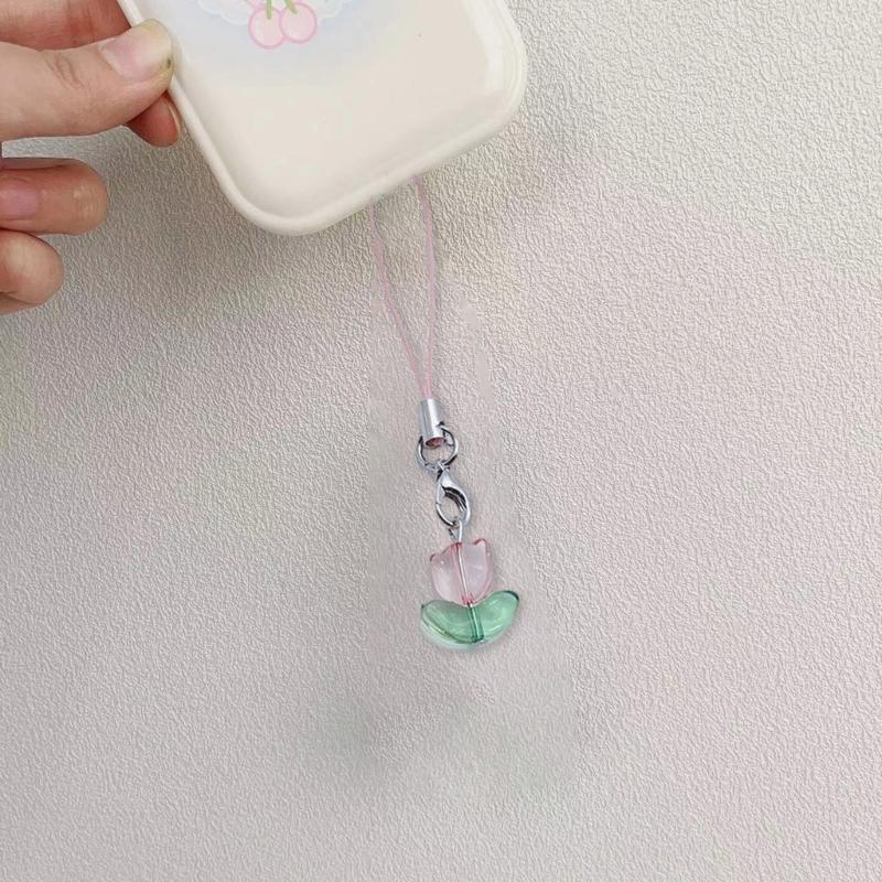 Simple Small Flower Hanging Pendant Sweet Phone Strap Y2K Bag Decoration Portable Hanging Lanyard Gift for Girls Women