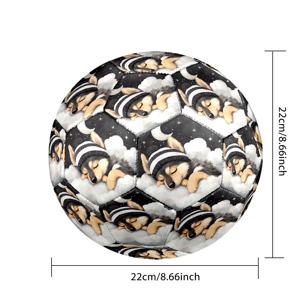 Good Night Dogs Indoor Soccer Ball Size 5 Colorful All Ages Machine Stitched PVC Competition Ready Durable High-Bounce