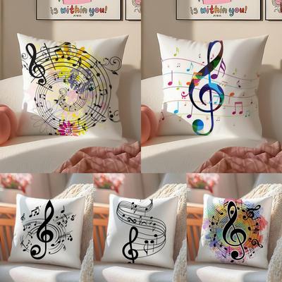 Sheet Music Printing Cushion Cover Linen Pillowcase Cover Soft Decor for Sofa Home Room