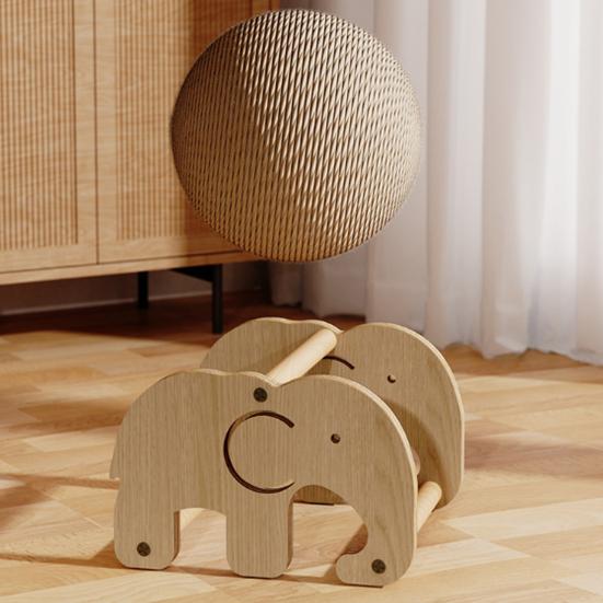 Cat Scratcher Toy Natural Sisal Scratching Ball with Wooden Base Interactive Play
