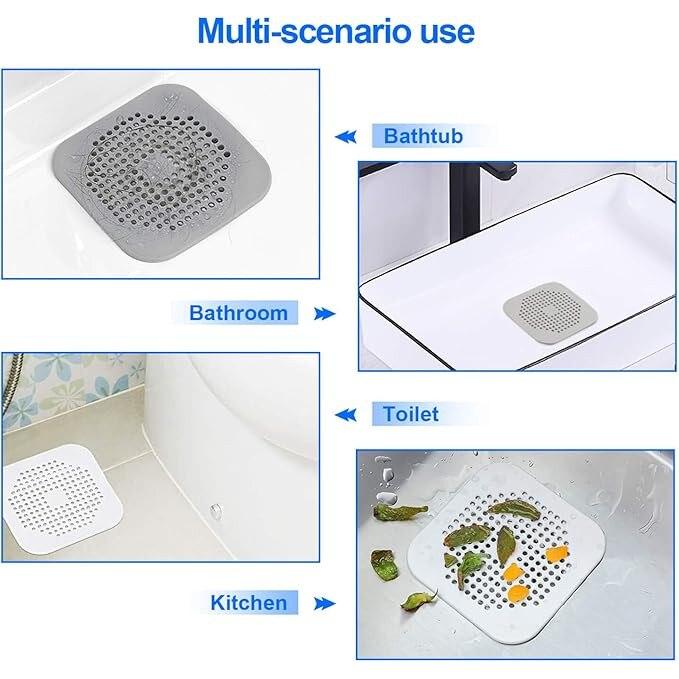 SHEFEITE 4-Pack Hair Catcher Drain Protector, Bathroom Sink Stopper, Gray/White, Anti-Clogging